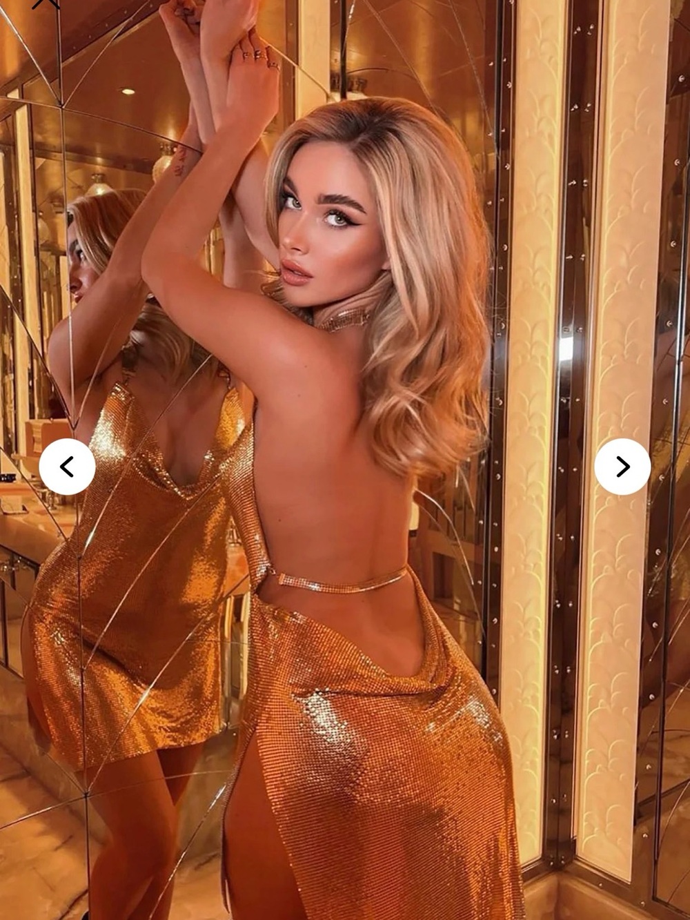 That's All Me Chainmail Mini Dress - Gold Metallic Backless Slip Dress